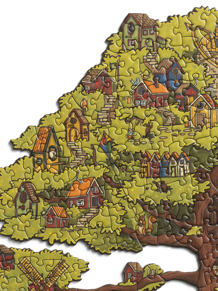 native villageネイティブビレッジShade of a tree EDGE PIECE PUZZLE: NEIGHBORS IN THE TREE – Yetch Studio